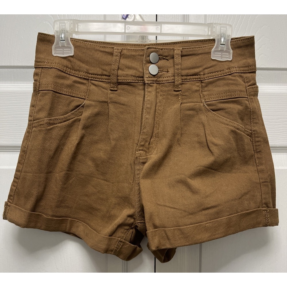 Women's High Rise Brown Shorts Size Med Cuffed